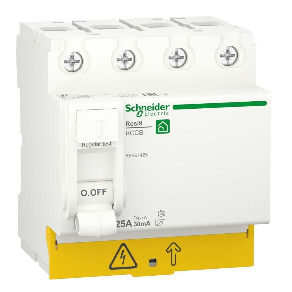Реле дифференциальное Schneider Electric Resi9 25 А 30 мА 4P тип AC R9R51425 (3016633271)