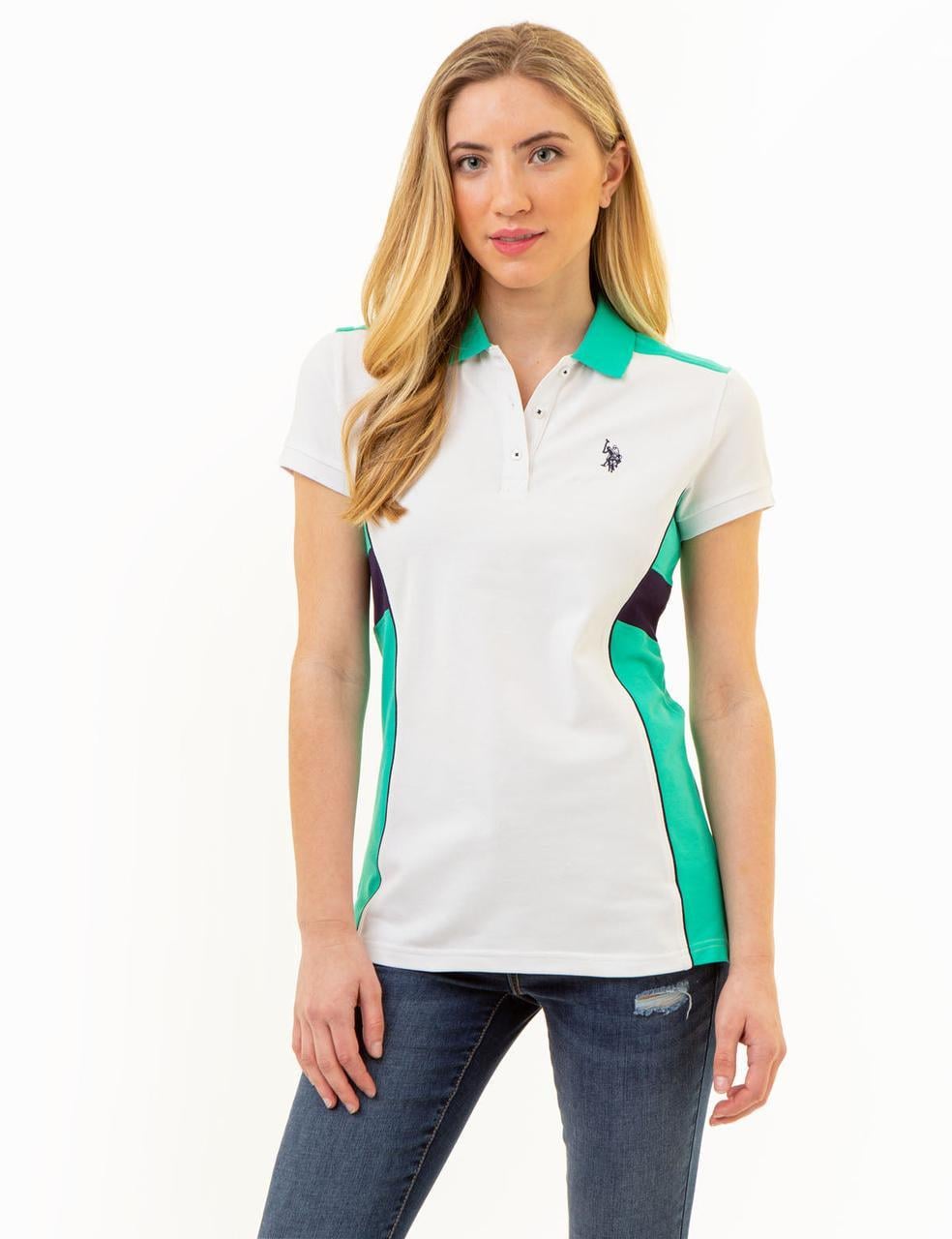 Поло женское US Polo ASSN POOL XS Белый/Зеленый (2222823718)