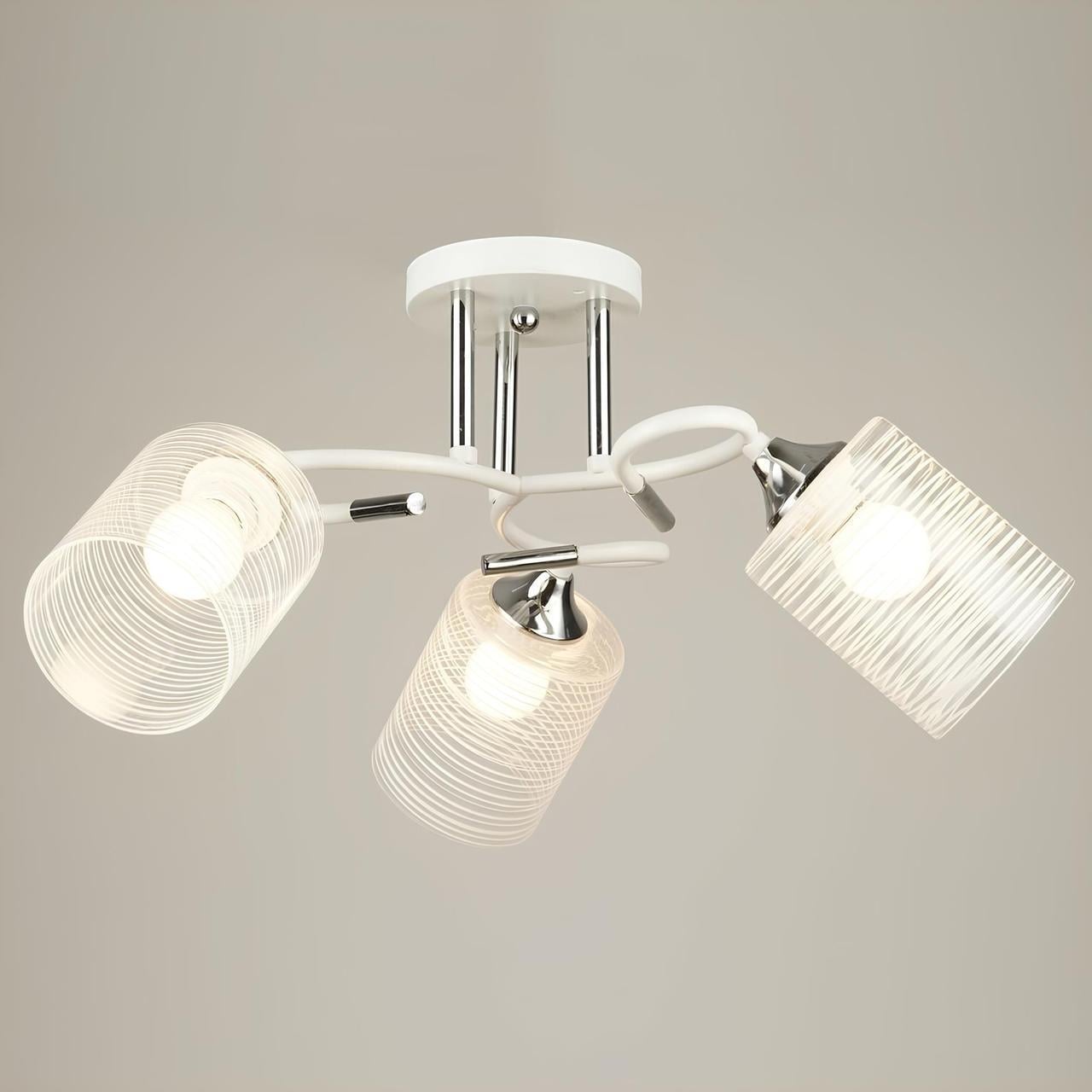 Люстра Sirius с плафонами цилиндрической формы под три лампы Е27 Белый/Хром (B N4523/3 WT+CH)