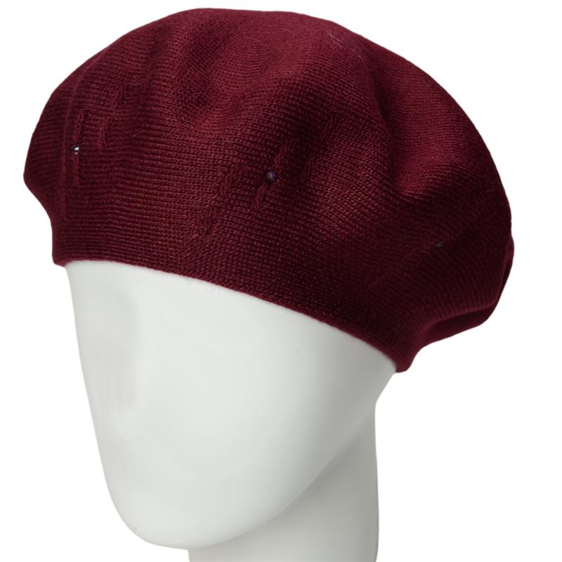 Берет женский Lirus Бусинка осенний тонкой двойной вязки Бордовый - фото 1 Берет женский Lirus Бусинка осенний тонкой двойной вязки Бордовый - фото 1