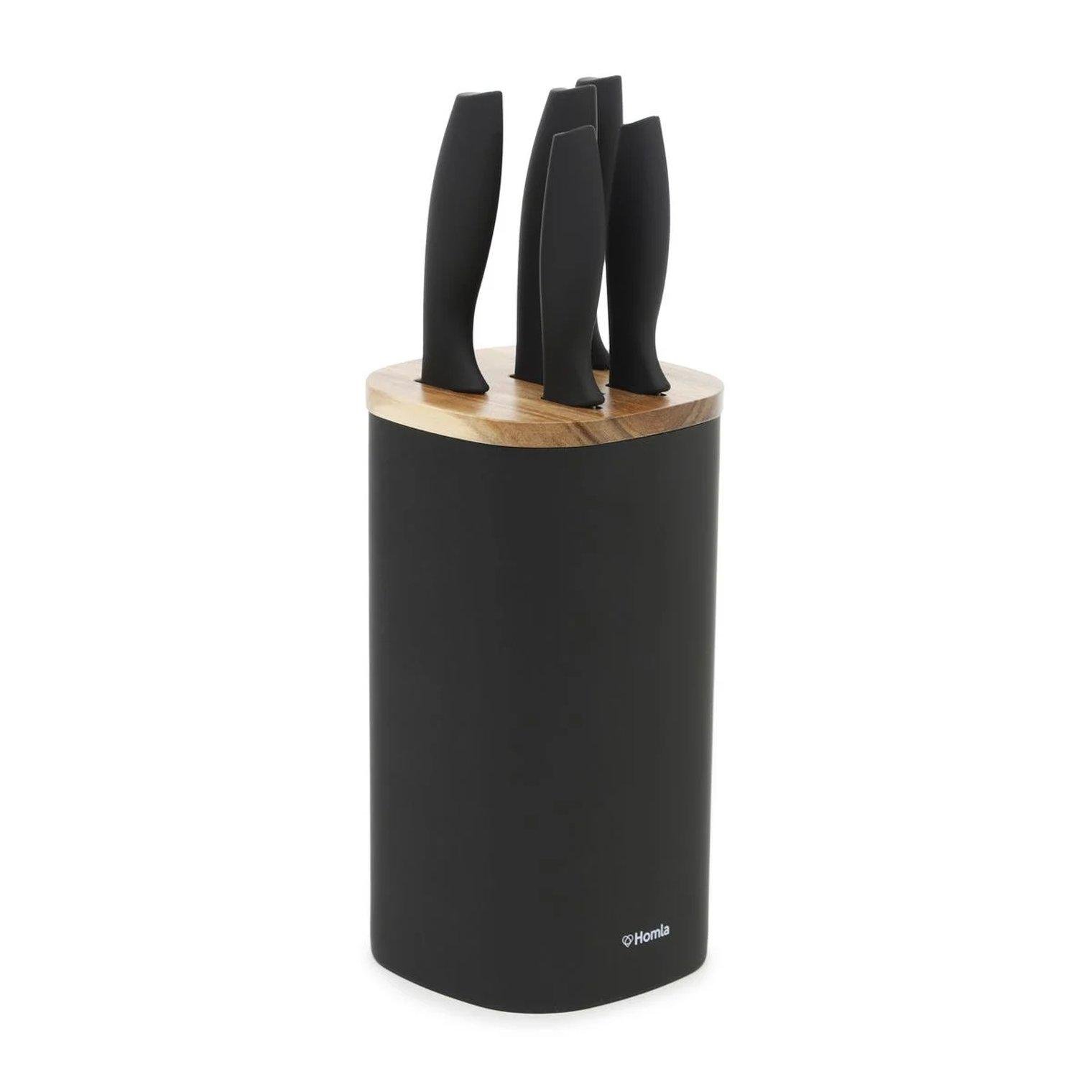 Набор кухонных ножей на подставке Homla SKAT 5 шт. Черный (211003) Набор кухонных ножей на подставке Homla SKAT 5 шт. Черный (211003)