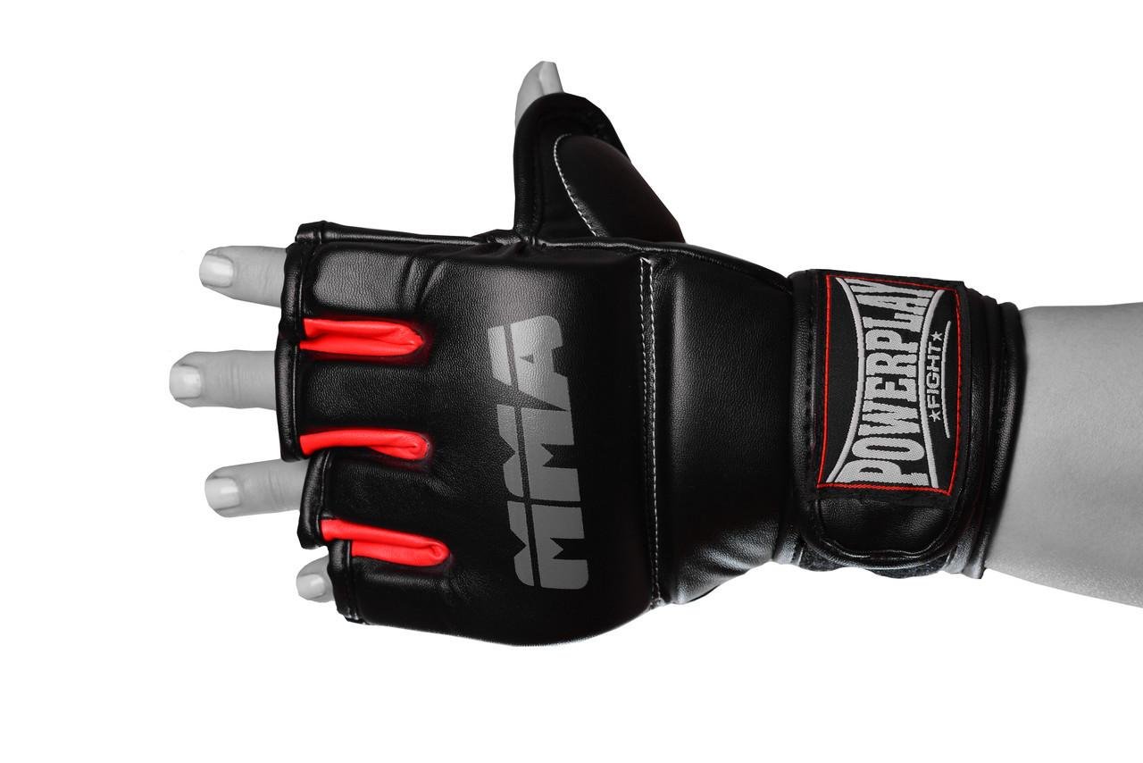 Рукавички для MMA PowerPlay 3053 L/XL Чорно-червоний - фото 5