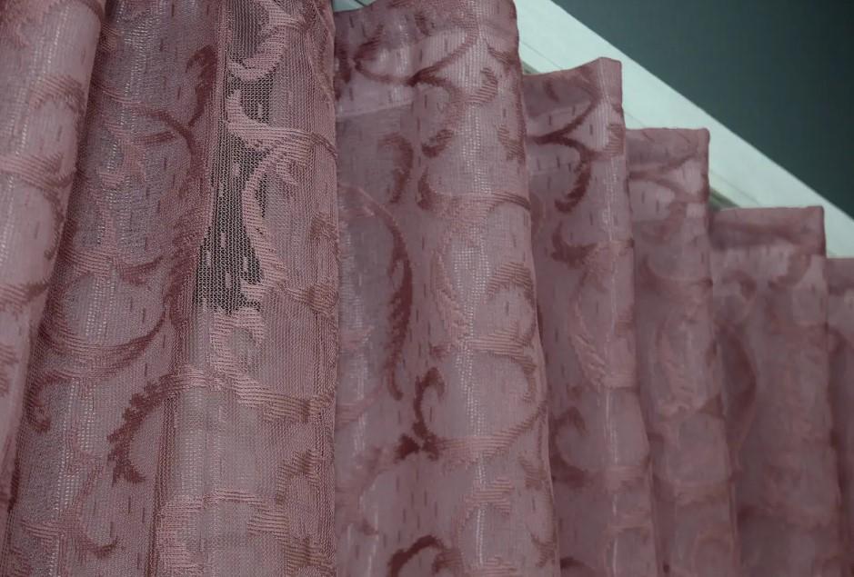 Шторки с ламбрекеном на кухню 270х170 см Марсала/Белый (084к) - фото 4