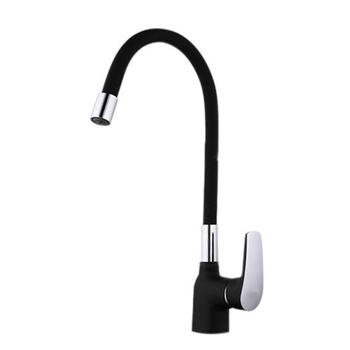 Смеситель для кухни Frap F4453-04 гибкий U-образный гусак Черный/Хром (35730)