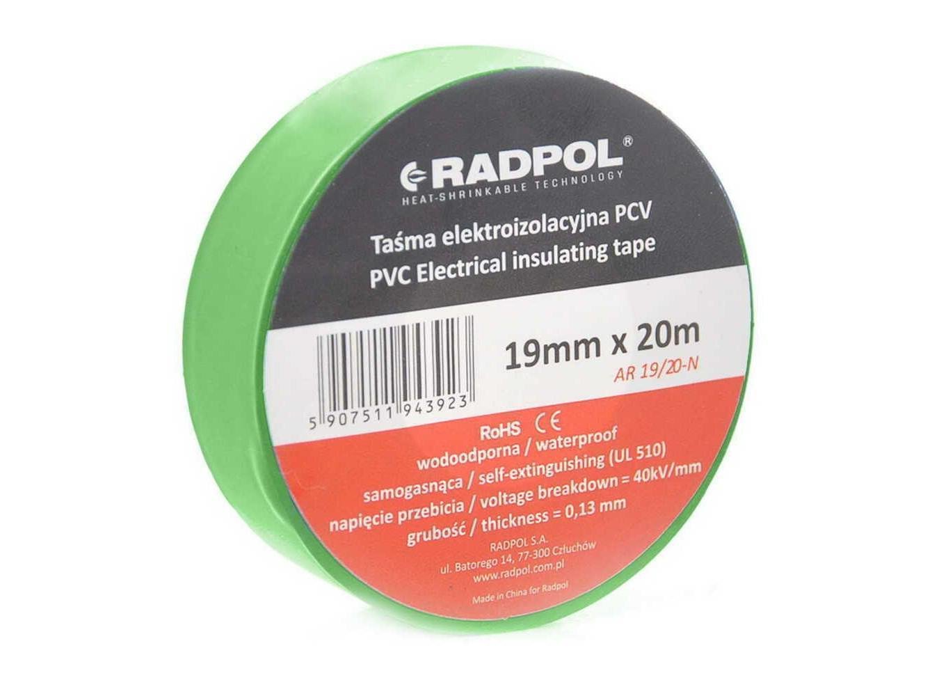 Изолента морозостойкая Radpol 0,13х19 мм/20 м Зеленый (AR 19/20-T)