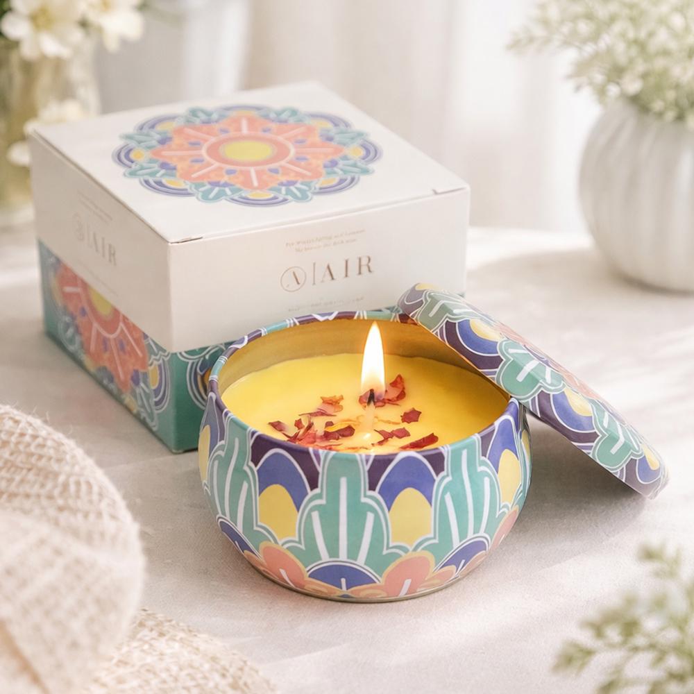 Аромасвеча в металлической баночке с крышкой 60 г 6x4 см Бирюзовый (37-бир-124526)