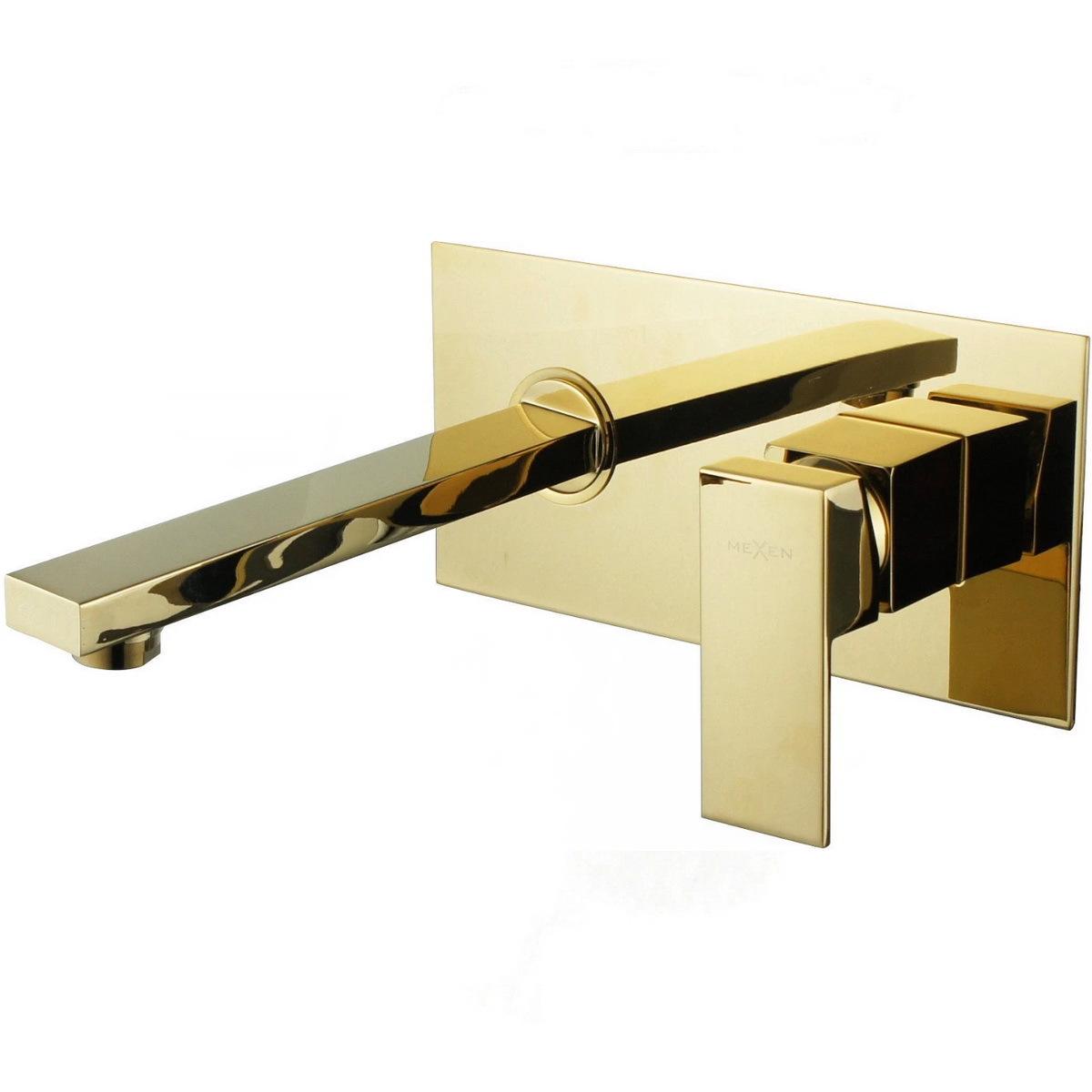 Смеситель для умывальника Mexen 73115-50 CUBE reay-00000000107 настенный Золотой (171675)