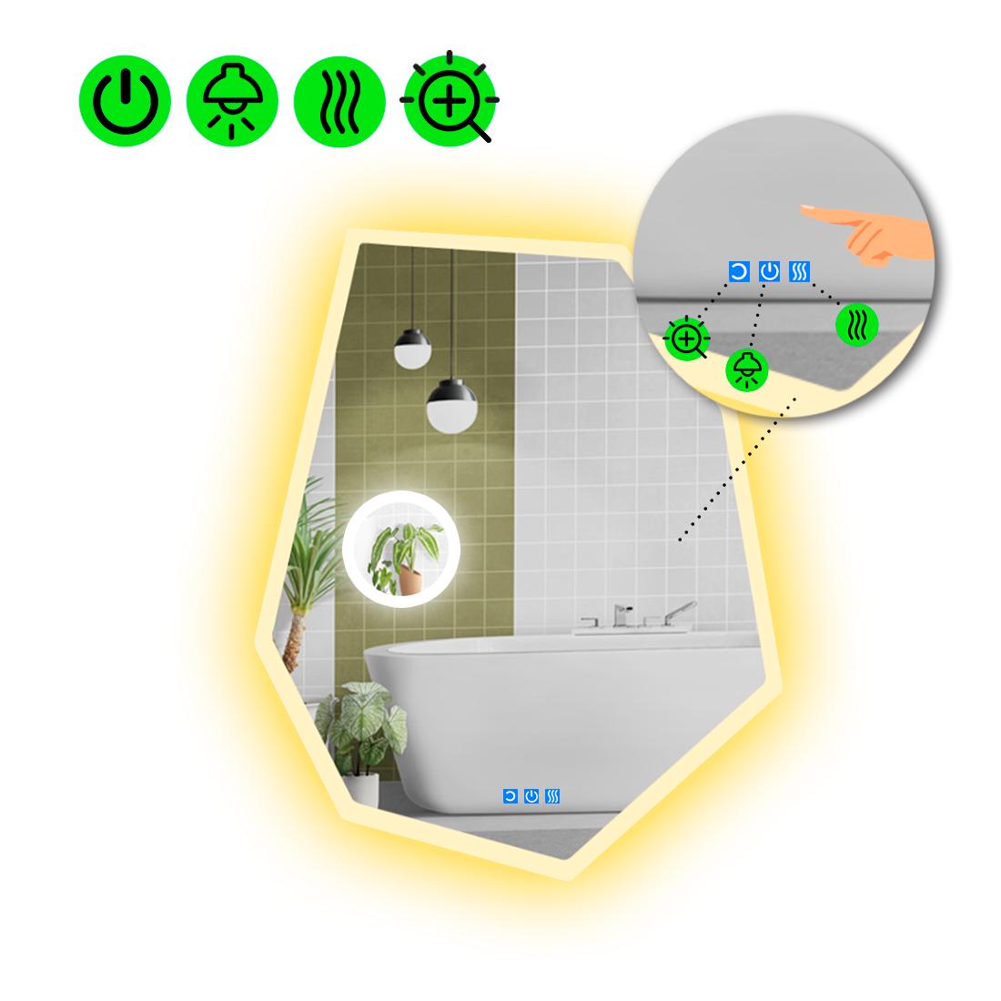 Дзеркало з LED підсвіткою Montagna 3 з трьома сенсорами 80x60 см (8738160)