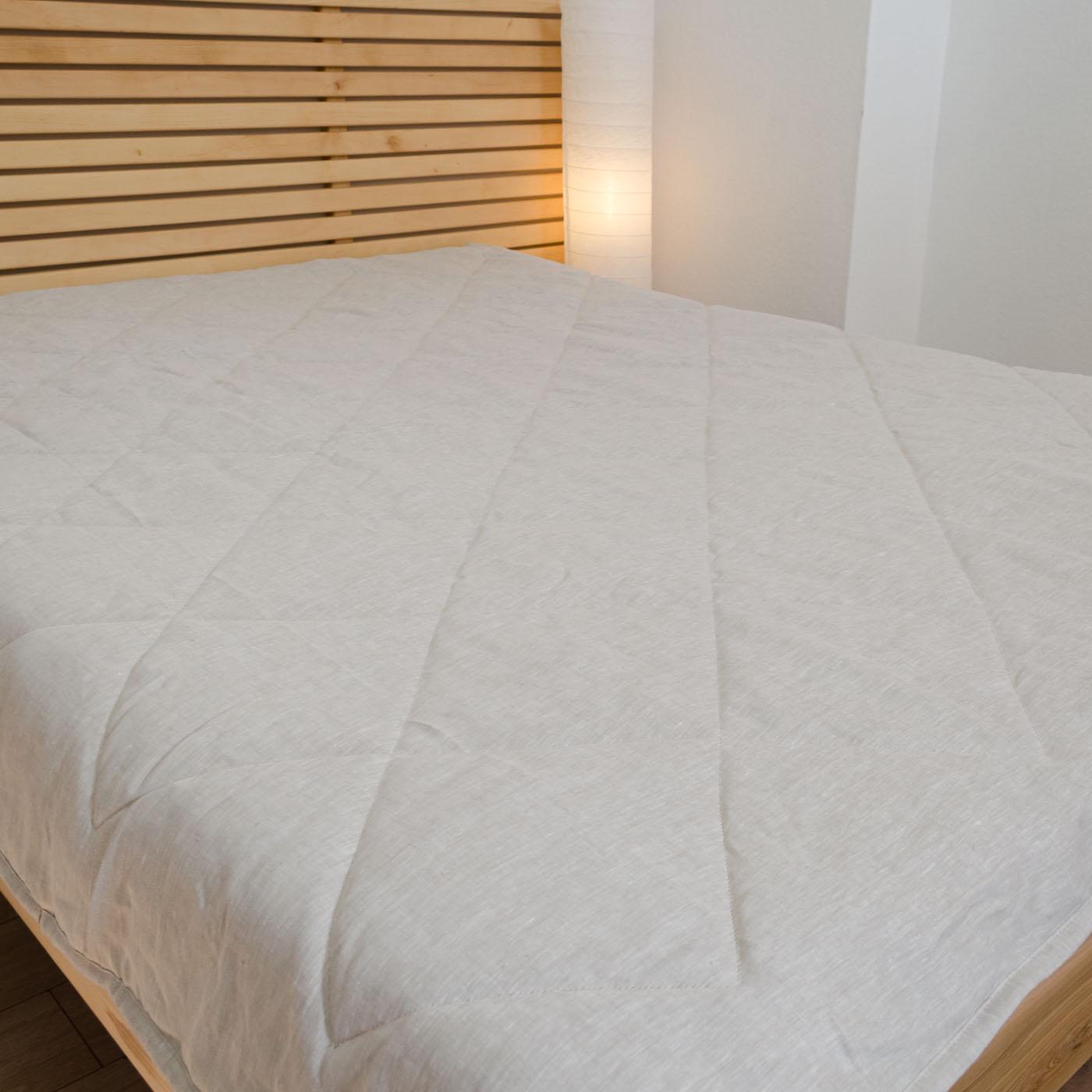 Одеяло конопляное летнее YouStar покрытие лен полуторный 140х210 см Светло-серый (chn-kkls-p-sil) - фото 8