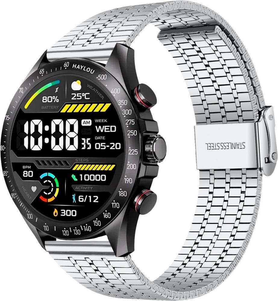 Браслет металевий Counic для Haylou Solar Pro LS18 Silver (40840-59)