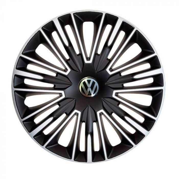 Колпаки для колес 4 Racing Jerez R15 с логотипом Volkswagen 4 шт. Silver/Black