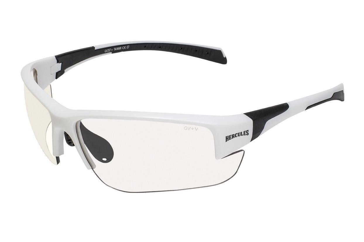 Очки фотохромные защитные Global Vision Hercules-7 Photochromic clear в белой оправе Прозрачный