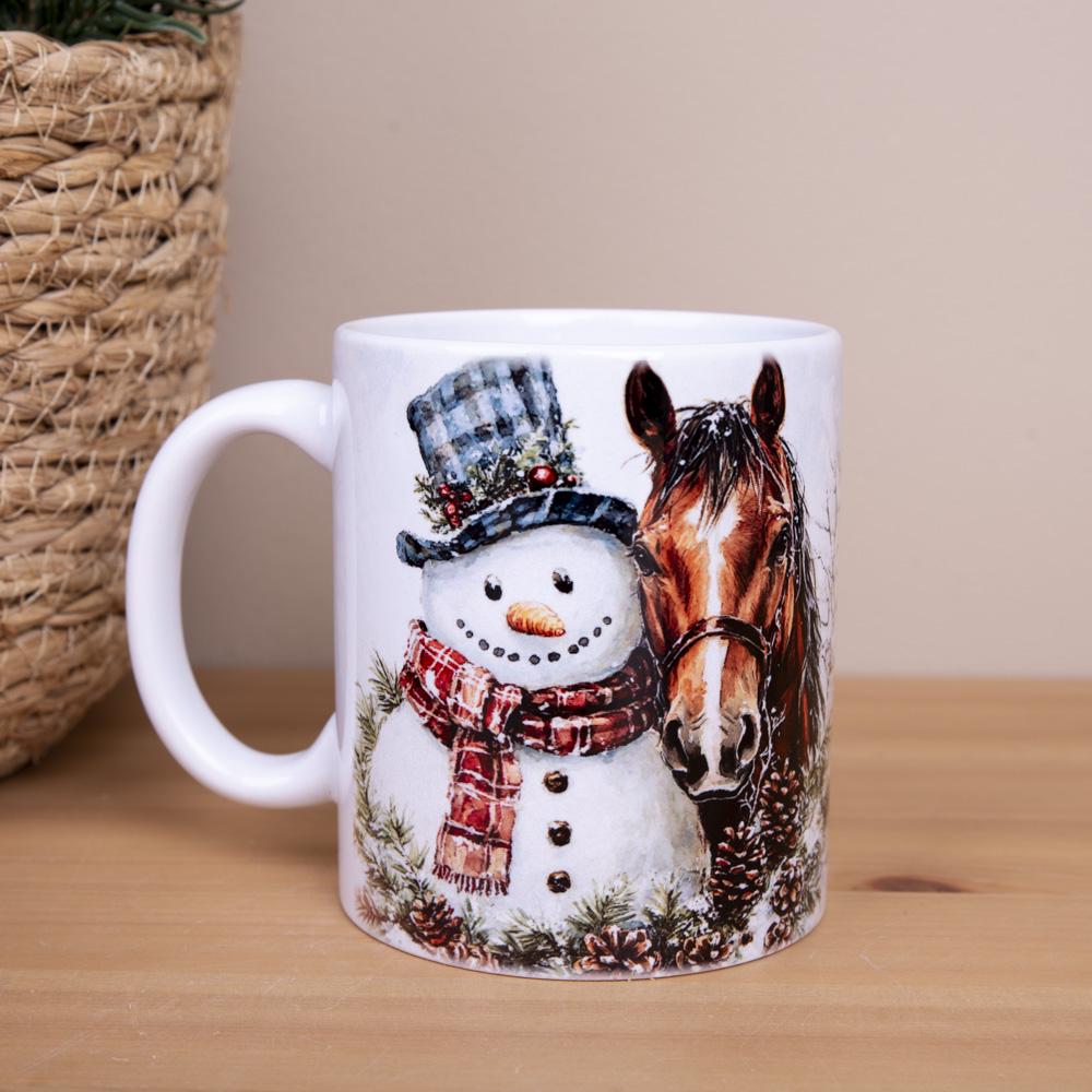 Чашка зимовий дизайн з конем і сніговиком 330 мл (5208-76)