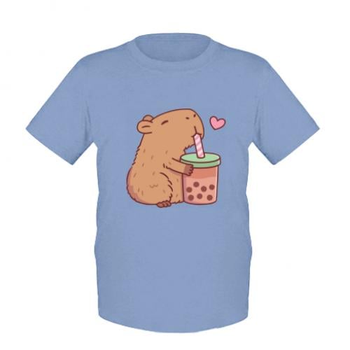 Футболка детская Boba tea capybara 116 см Бледо-голубой (14709196-14-188160-XS)