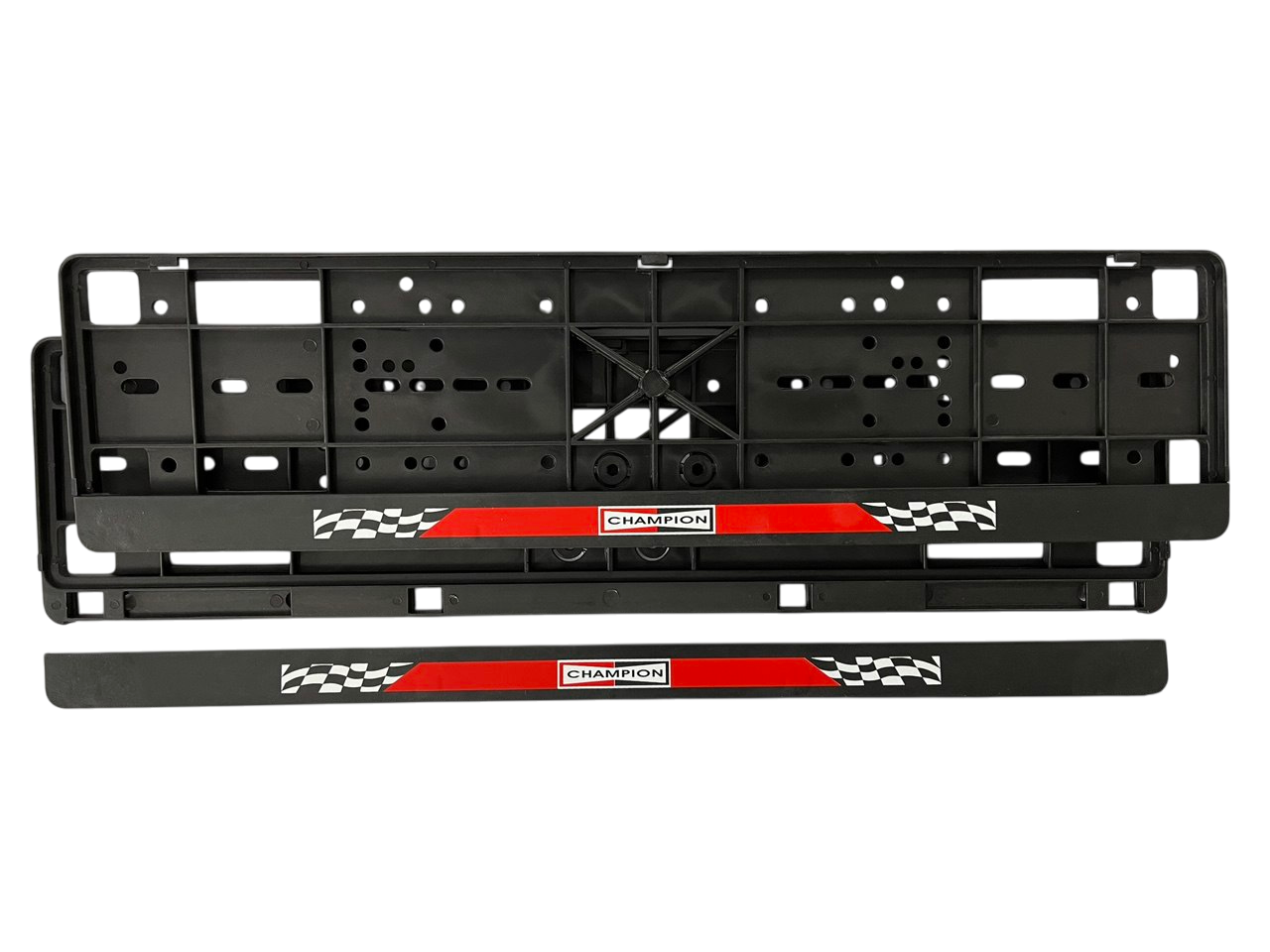 Рамка номерного знака с защелками Книжка с надписью "Champion" пара (18058)