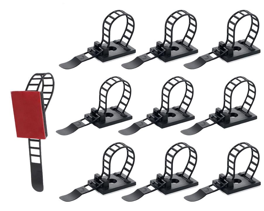 Тримачі для кабелів на затяжці з липким шаром для фіксаціїї пластиковий 10 шт. Чорний (U9646)