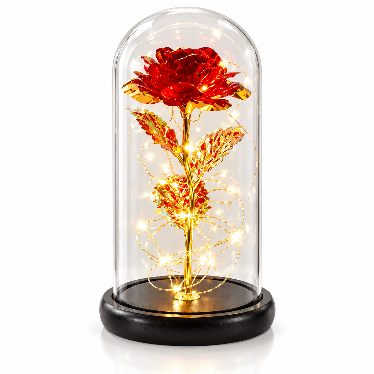 Роза в стеклянной колбе Rose of Love RED GOLD Красный (64846)