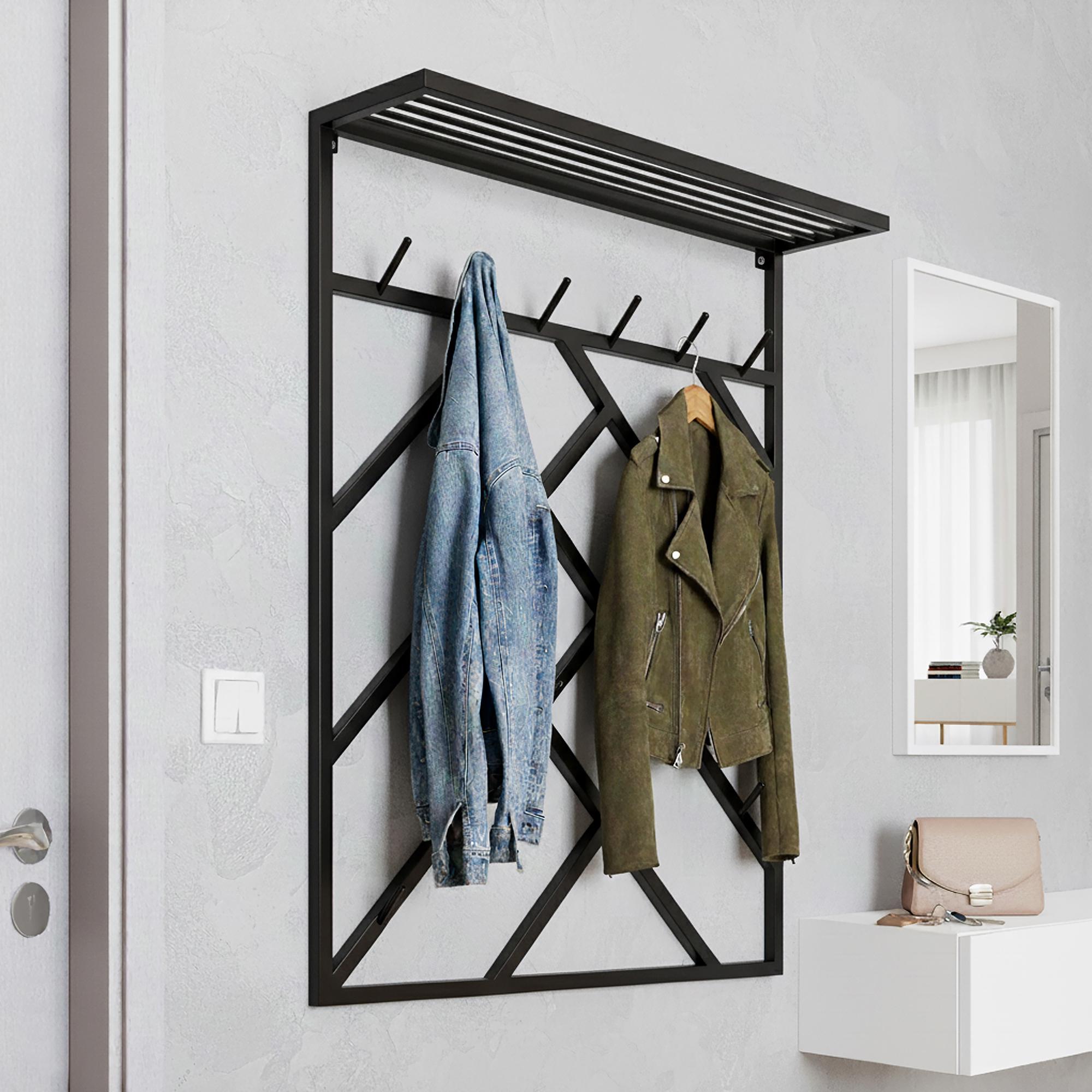 Вешалка для одежды настенная из металла Scandi 800x200 мм H 1000 мм Черный (1554) - фото 2