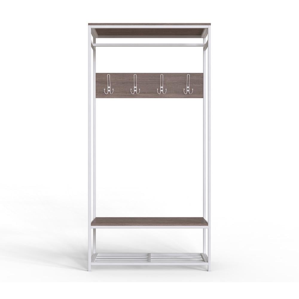 Вешалка модульная напольная Ferrum-decor Трелис 15 ДСП 16 мм 180x90x38 см Белый/Дуб Сонома Трюфель (FRD-104371)