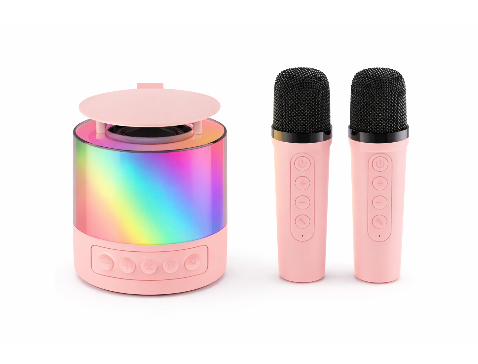 Портативная колонка K19 с двумя микрофонами и подсветкой 5 Вт 1200 мАч до 6 ч Pink (10346)