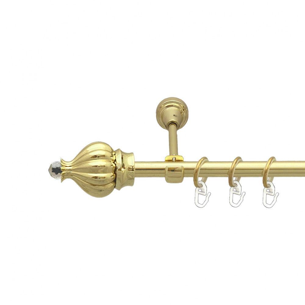 Карниз металевий Orvit Таджа-Кристал однорядний відкритий/гладка труба/кільце металеве Золото 16 мм 200 см (00-00014132) - фото 1