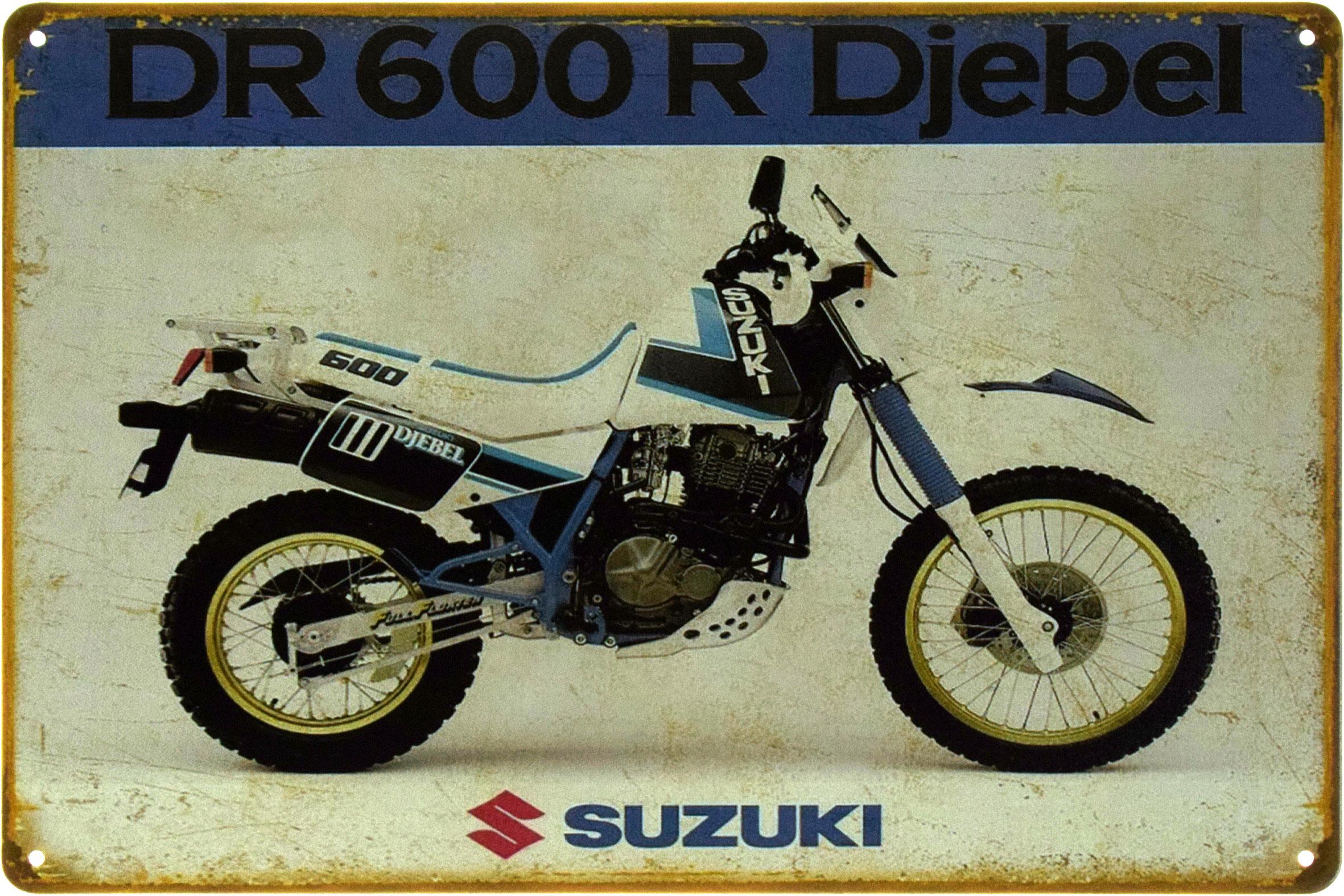 Металлическая табличка Suzuki DR 600 R Djebel 20x30 см