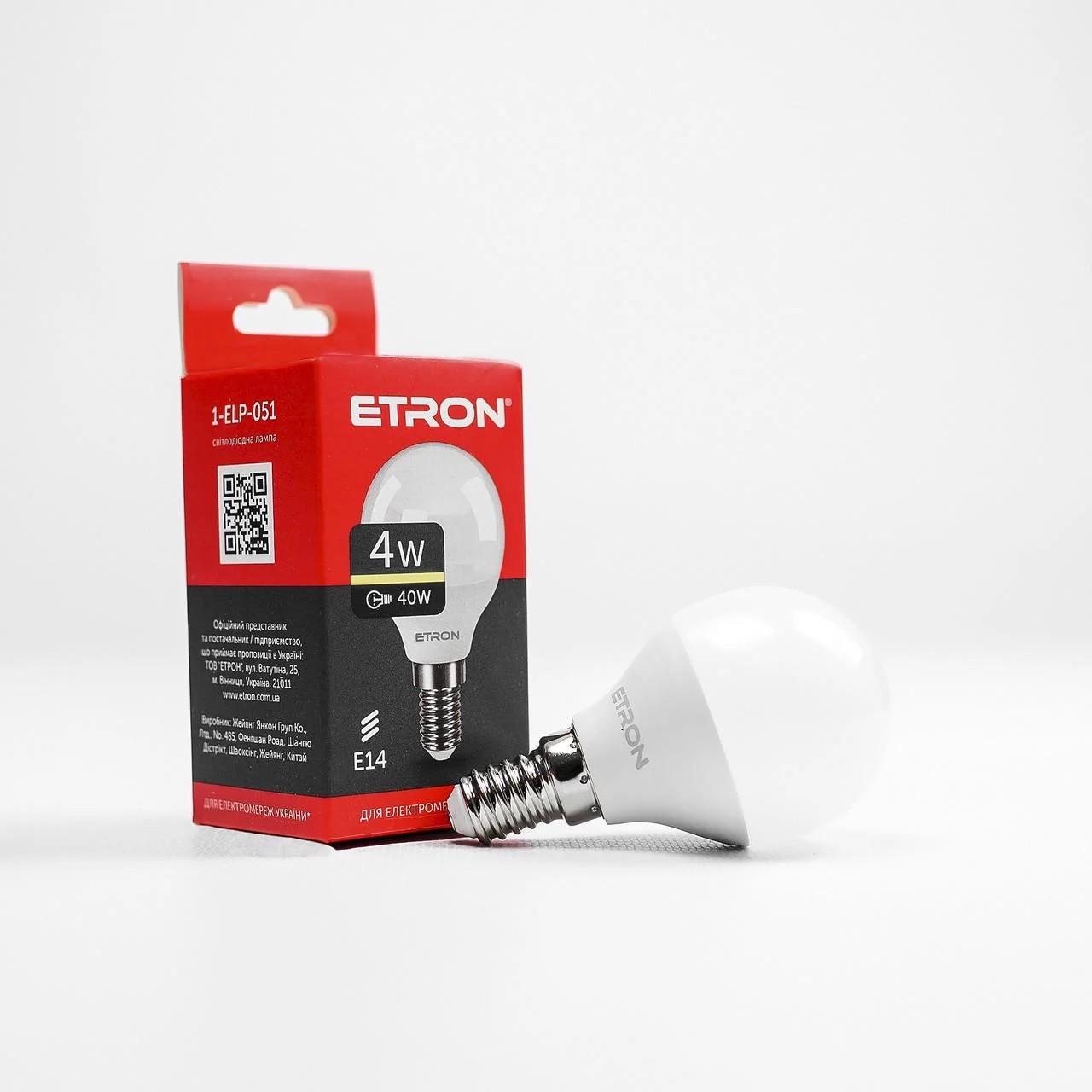 Лампа LED ETRON Light 1-ELP-051 G45 4W 220V E14 3000K