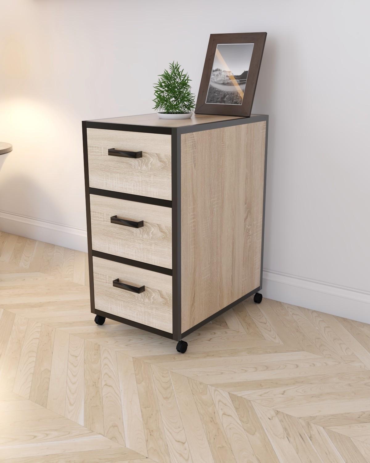 Офисная тумба на колесиках EcoLoft Ронда DSP-1360-6 в стиле лофт Дуб Сонома (32144686)