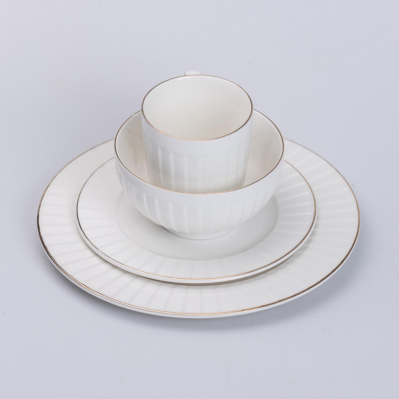 Сервіз столовий керамічний з позолотою на 4 персони Білий (5372) - фото 16 Сервіз столовий керамічний з позолотою на 4 персони Білий (5372) - фото 16
