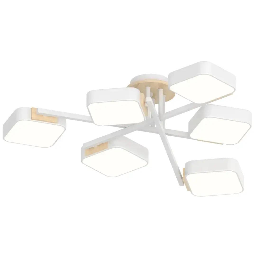 LED-люстра потолочная Valeso V-XI3357-6 WH+Wood 108W (28687375)