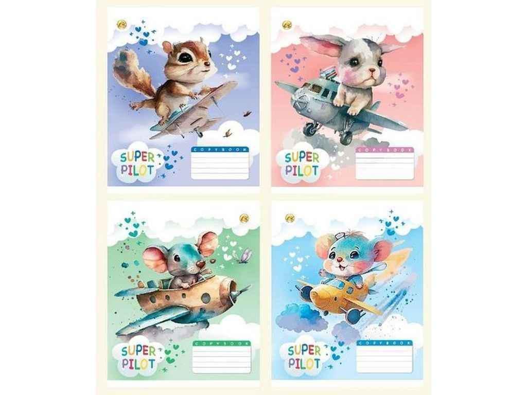 Тетрадь в косую линию Тетрада 12 л. 25 шт. твердая 43110 Пилоты (1064064)