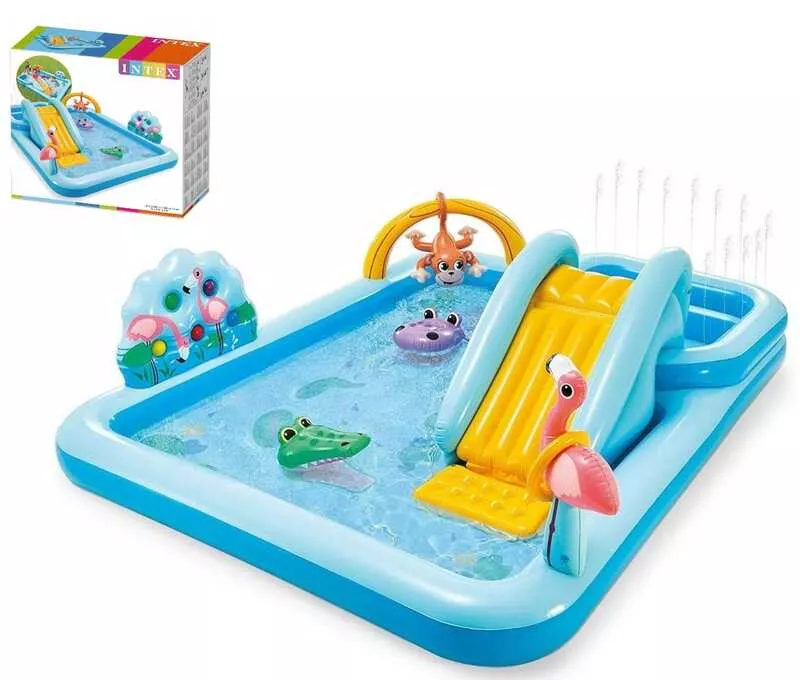 Детский надувной игровой центр Intex 57161 Приключения в джунглях горка/фонтаны 257х216х84 см (2229948433)