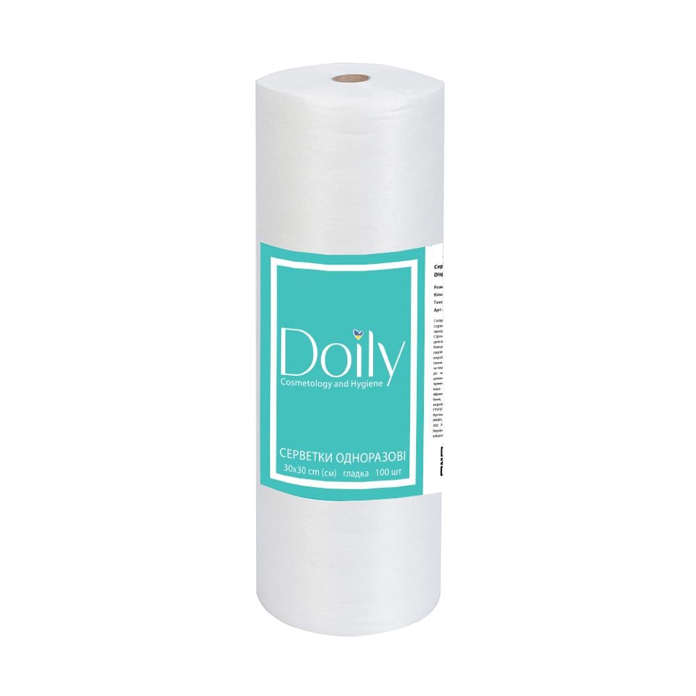 Салфетки в рулоне Doily из спанлейса 40 г/м2 гладкая 30х30 см 100 шт. (2538725418)