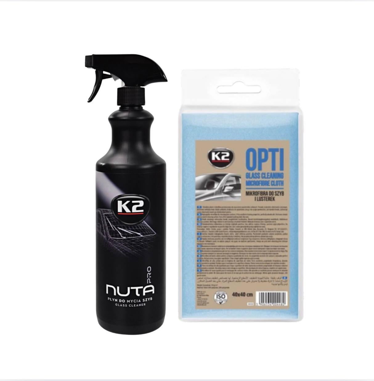 Набір для очищення автомобільного скла K2 Nuta Pro/мікрофібра K2 Opti 40x40 см (AG1629)