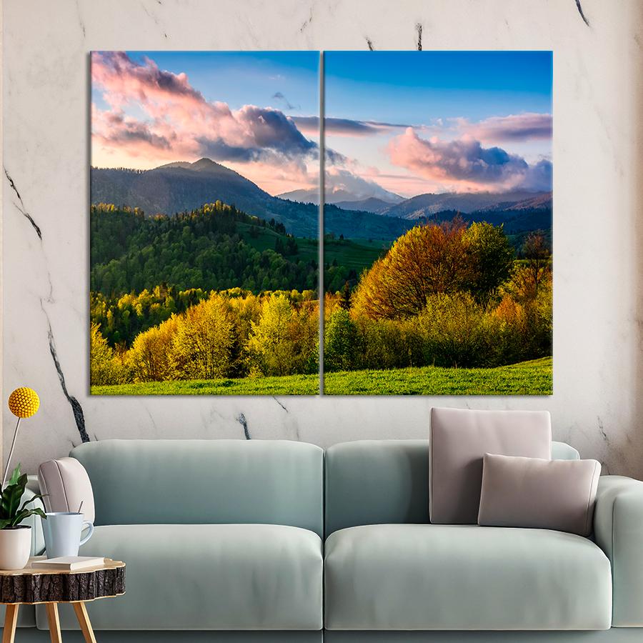 Картина природа Осенний лес у подножья гор 111x81 см (A1131-2)