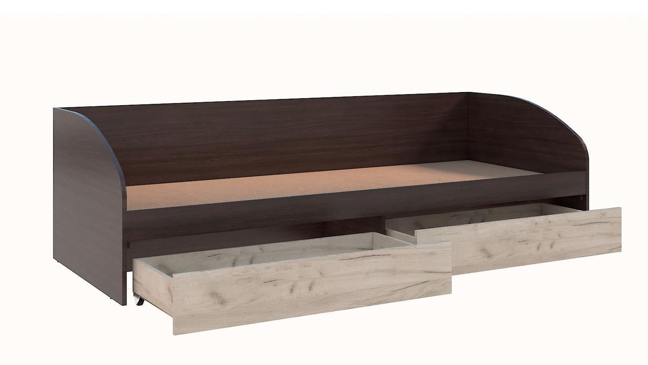 Кровать-софа односпальная Мастер Форм Брайт с 2 ящиками 80х200 см Венге магия/Дуб крафт серый (23090060)