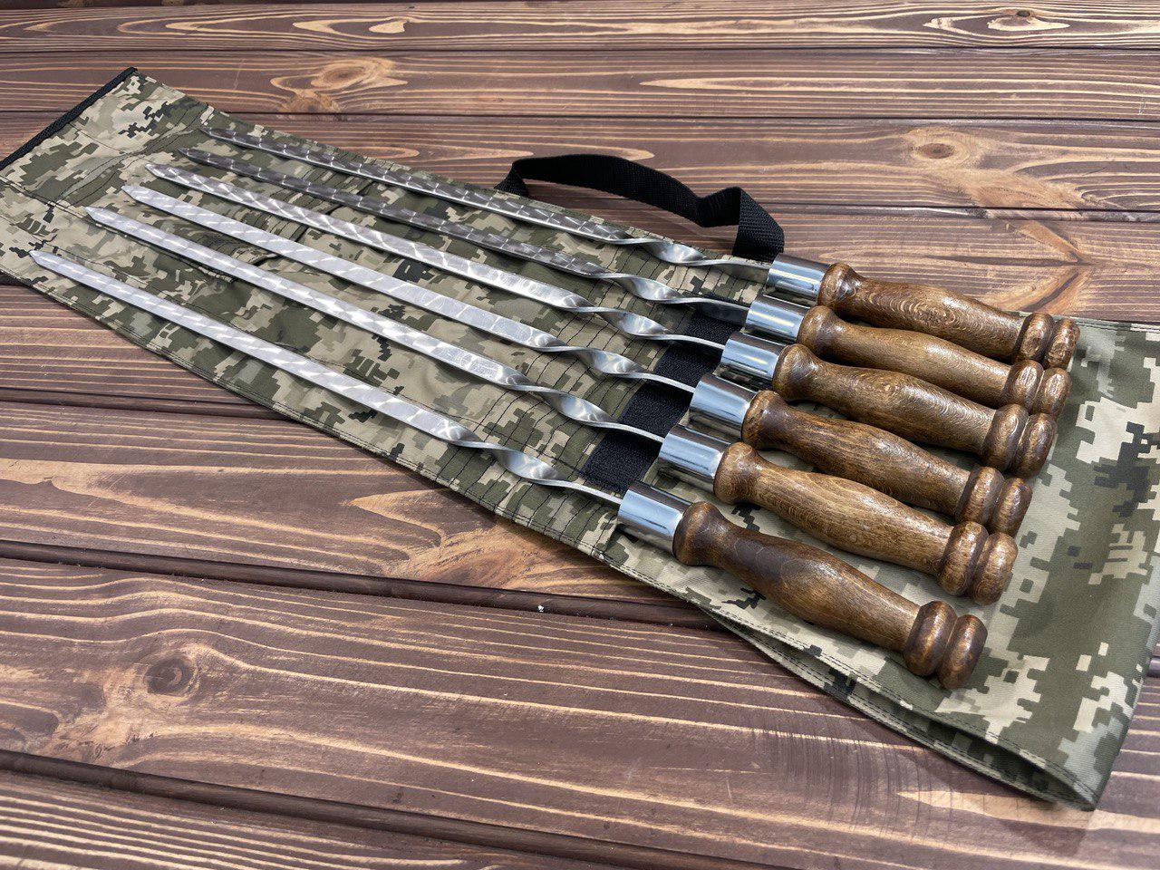 Шампуры плоские Brown 1 в чехле ручная работа