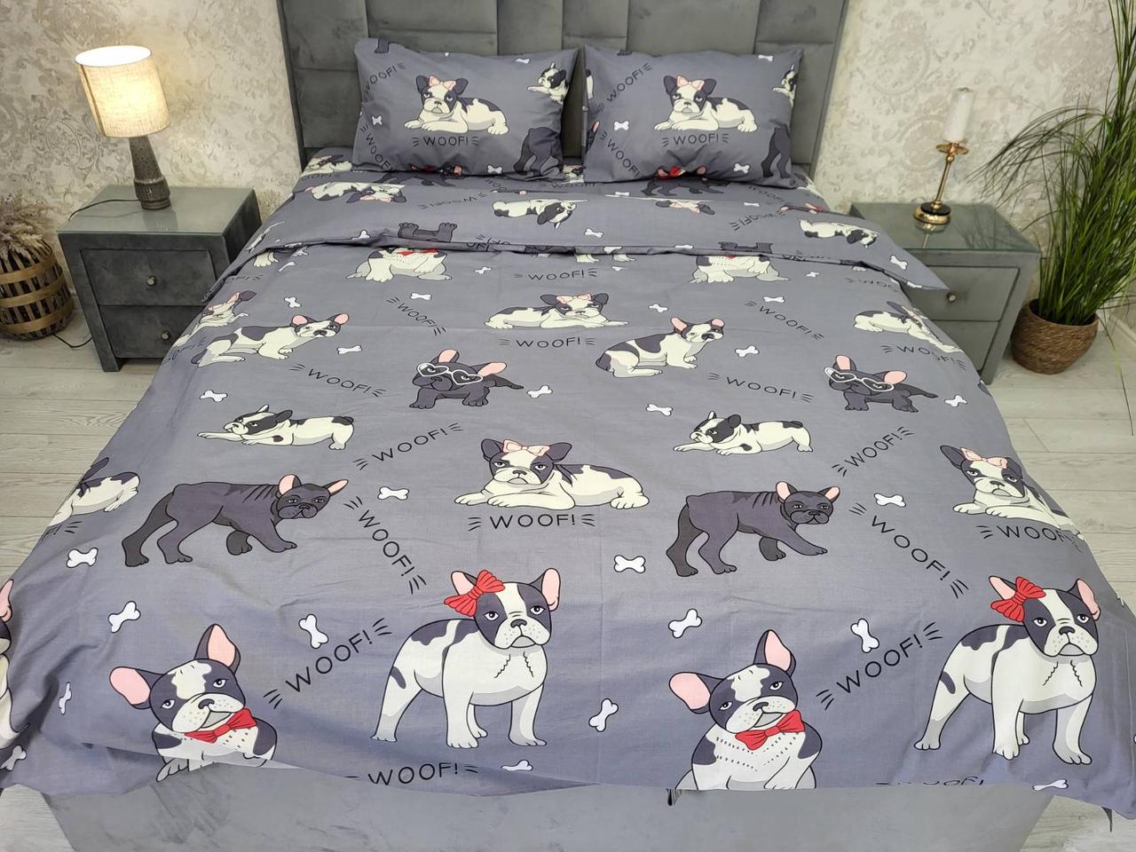 Комплект постельного белья полуторный Gold Lux Бульдог D бязь/коттон Серый (28810658) Комплект постельного белья полуторный Gold Lux Бульдог D бязь/коттон Серый (28810658)