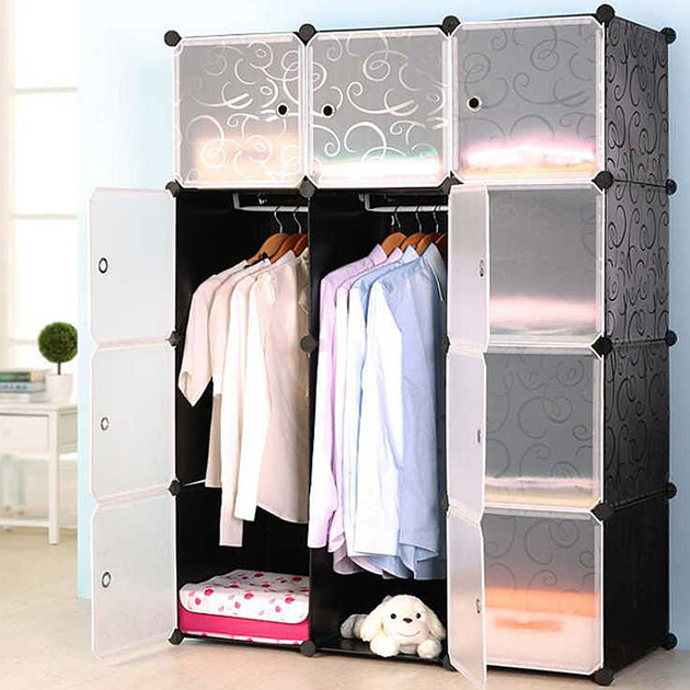 Шкаф пластиковый складной HCX Storage Cube Cabinet МР 312-62 Черный - фото 3