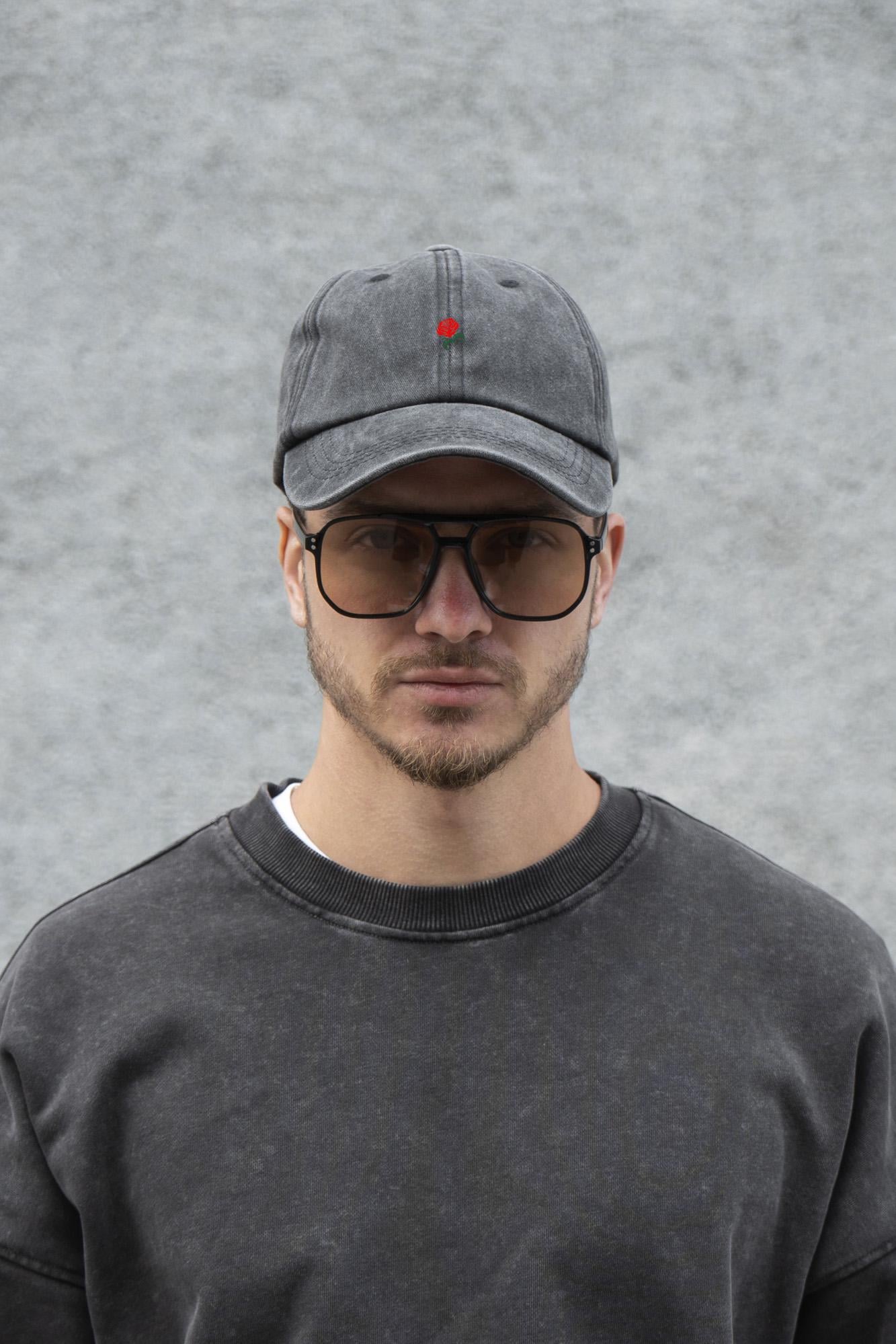 Бейсболка мужская Vintage Without с принтом Rose Black (8049815)