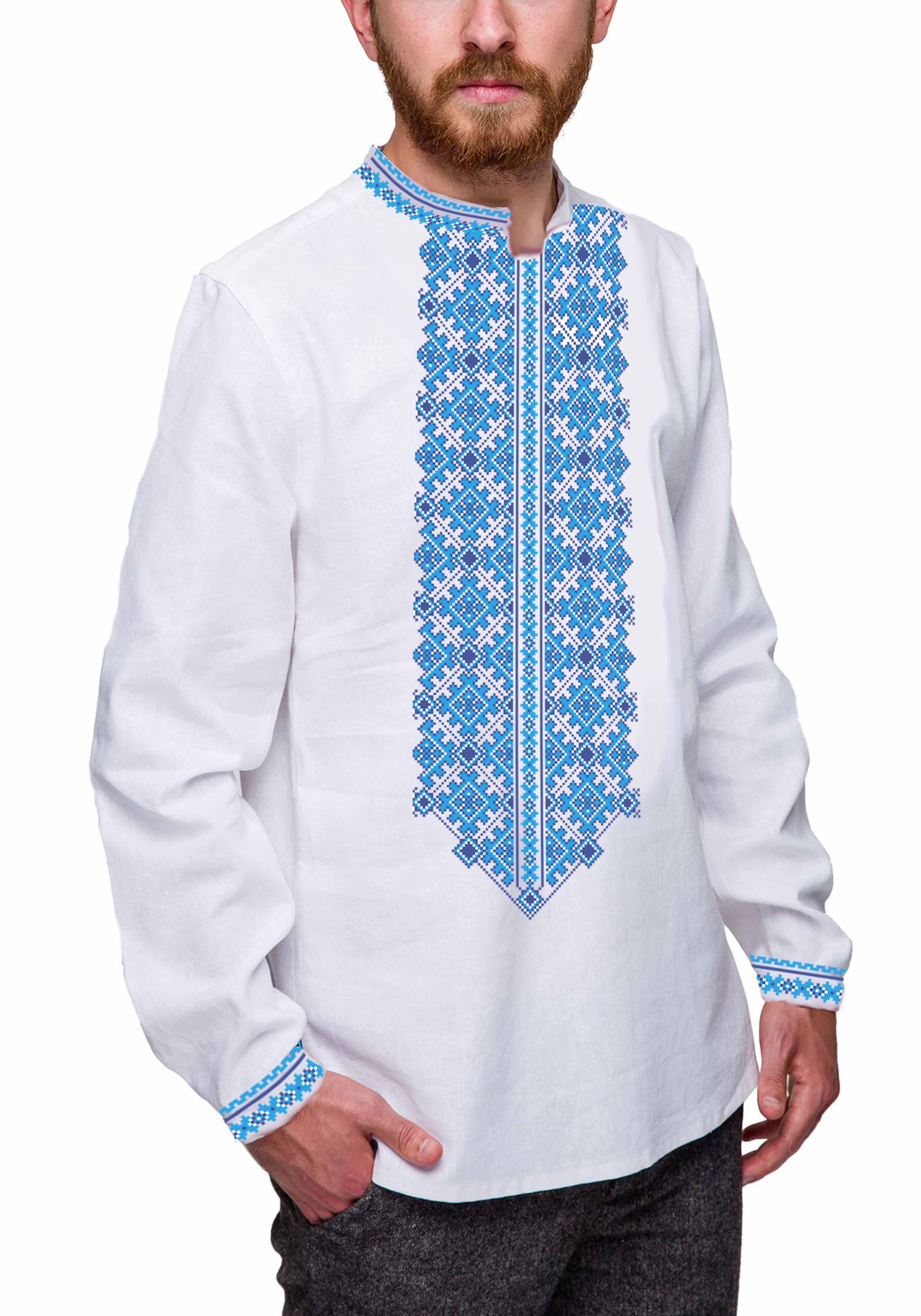 Заготовка для вишивки нитками або бісером/сорочка чоловіча не пошита СЧД-324 домоткане полотно