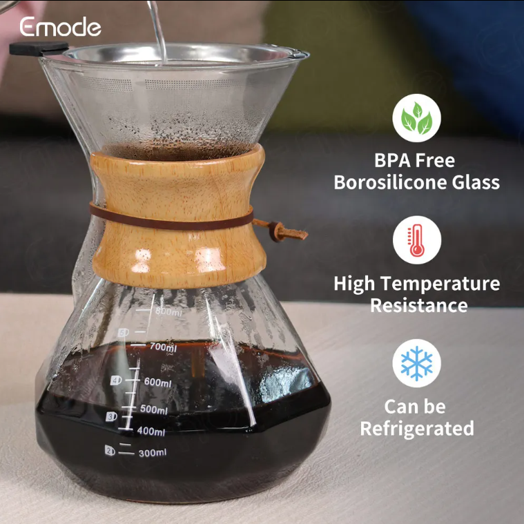 Кемекс заварник для кофе с многоразовым металлическим фильтром 800 мл (5888025) - фото 8