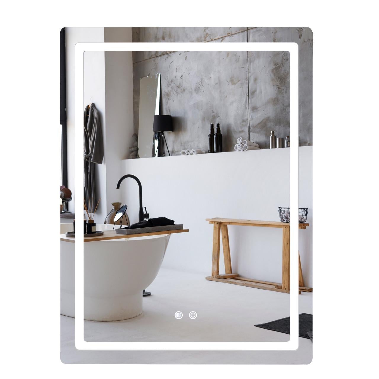 Зеркало для ванной комнаты Qtap Mideya MI2 LED-подсветка Touch/антизапотевание/димер/регулировка яркости 600х800 мм (QT2078F6080