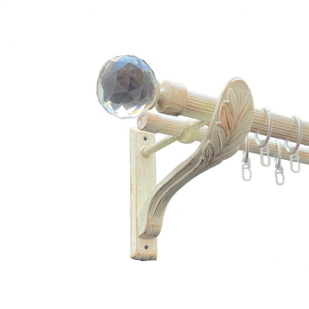 Карниз металлический Orvit Люмиера двухрядный ретро рифленая труба/кольцо металлическое Белое Золото 25/19 мм 160 см (00-00010651)