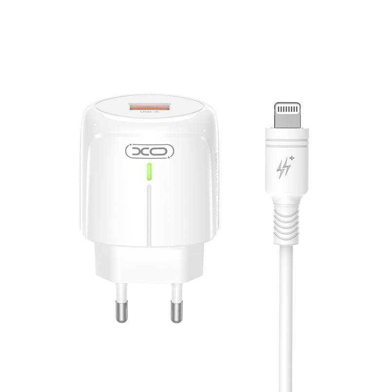 Сетевое зарядное устройство XO L112 QC18W Lightning кабель Белый (XO-L112+L)