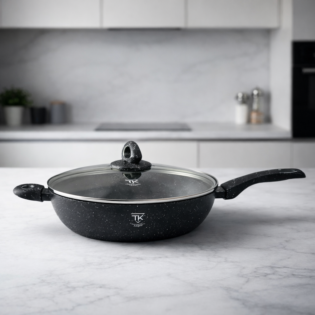 Сковорода з кришкою для всіх видів плит Top Kitchen TK-00096 з антипригарним гранітним покриттям 32 см (31772502)