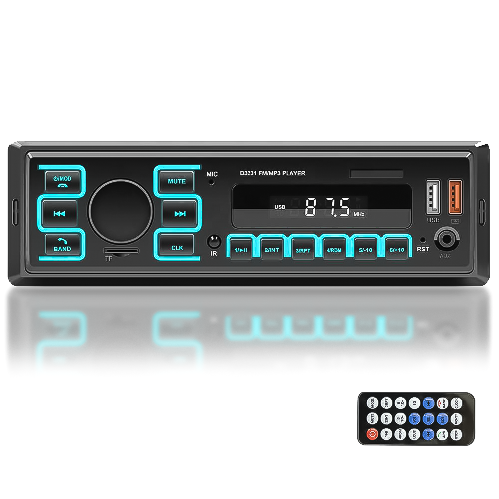 Автомагнитола 1DIN Podofo A3862 AUX USB с FM Bluetooth/голосовым помощником/радио стерео/управление из приложения Black