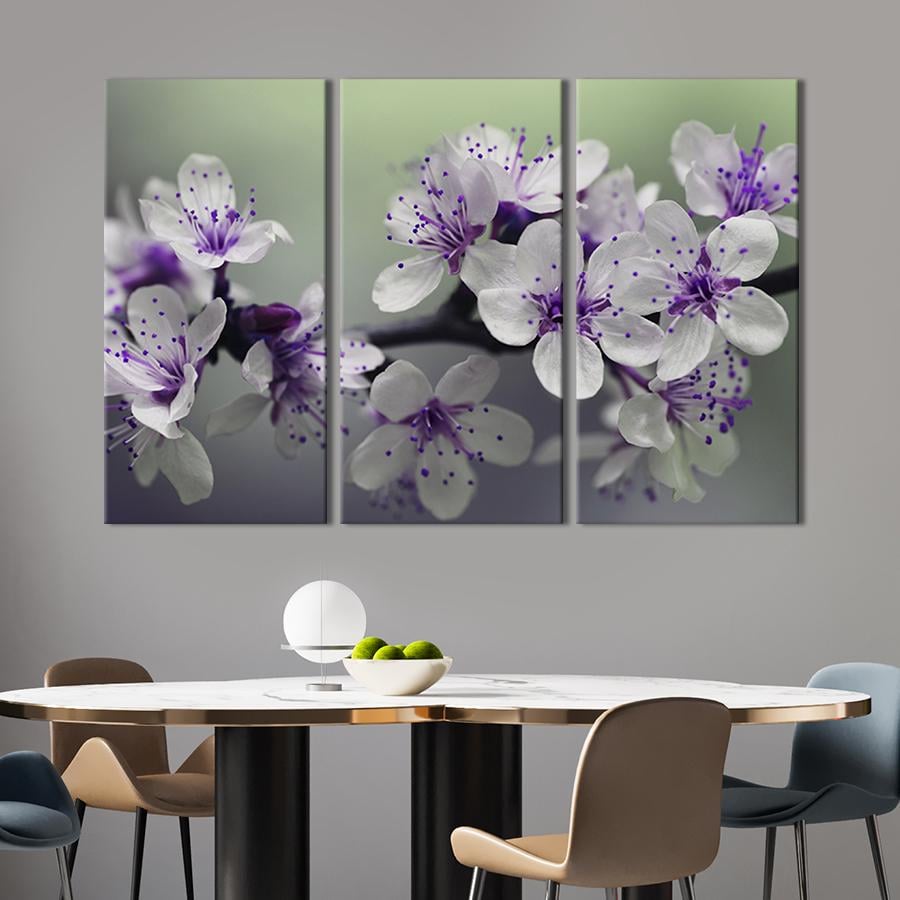 Модульная картина на холсте Триптих Нежные цветы вишни 156x100 см (214-31)