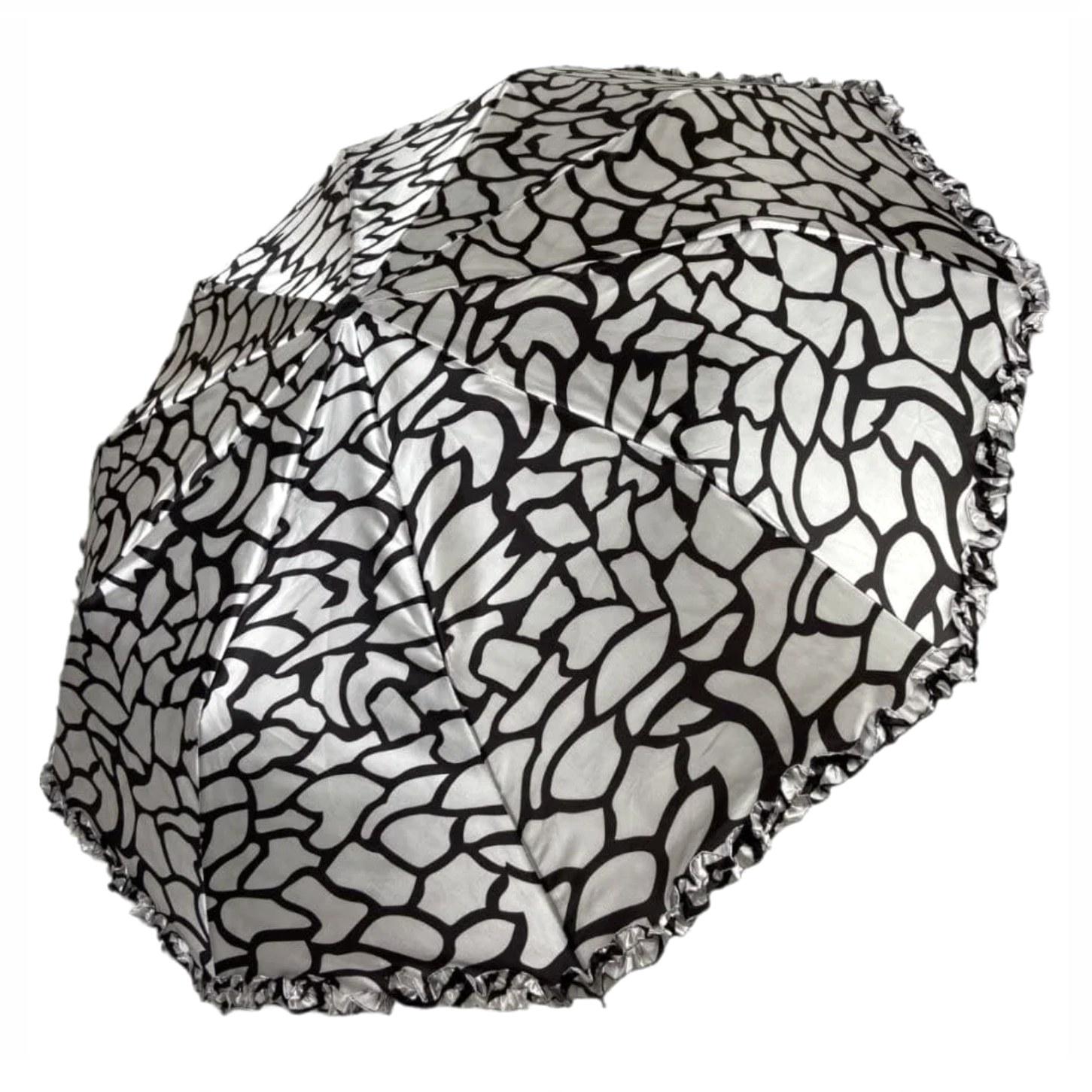 Зонт Susino женский полуавтомат 10 спиц складной Черный/Белый (58062)