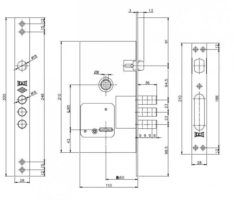 Замок сувальдный Kale 252 RL c 5 ключей 60 мм (1-30180) - фото 2 Замок сувальдный Kale 252 RL c 5 ключей 60 мм (1-30180) - фото 2